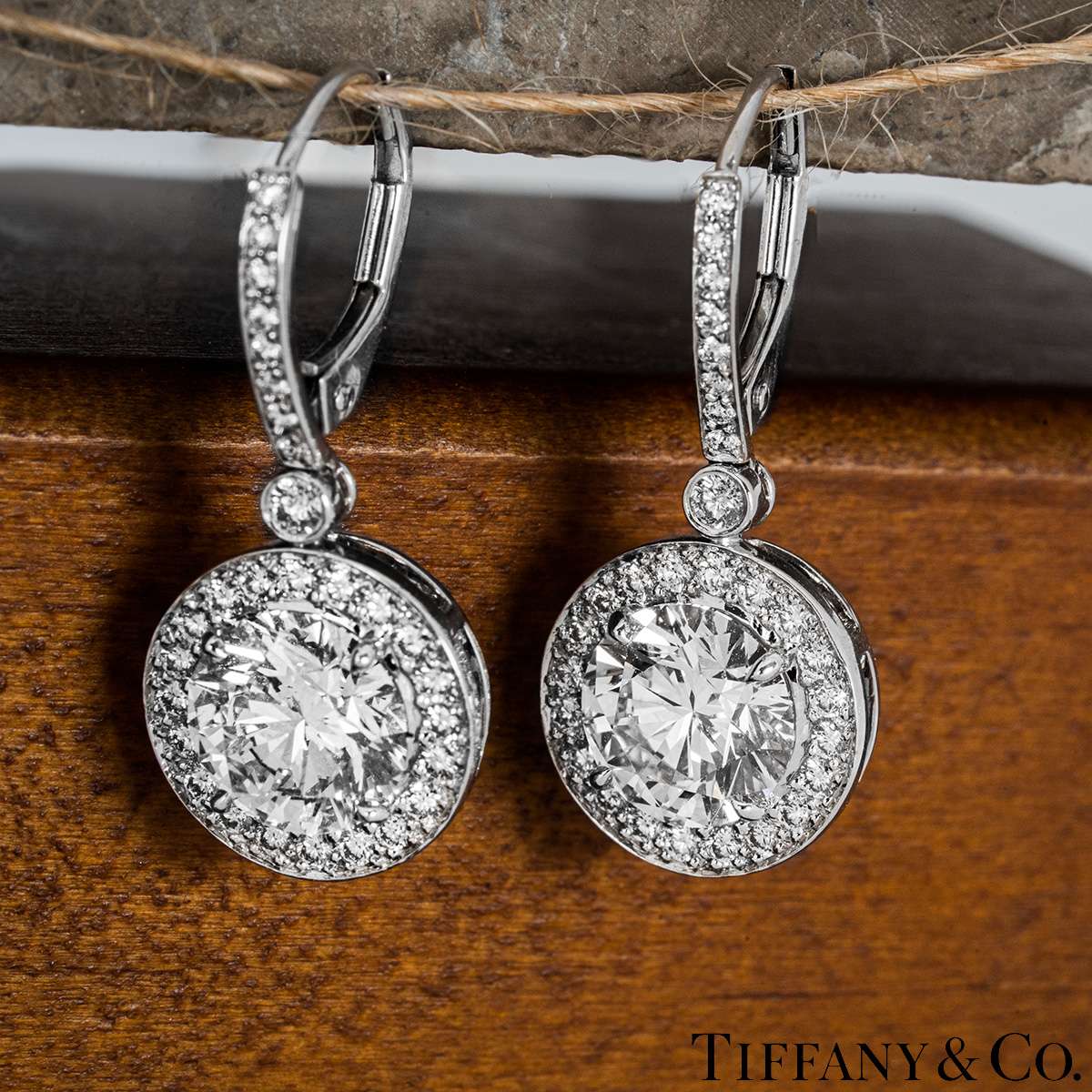 Tiffany & Co. Platinum Diamond Earrings 3.03ct TDW